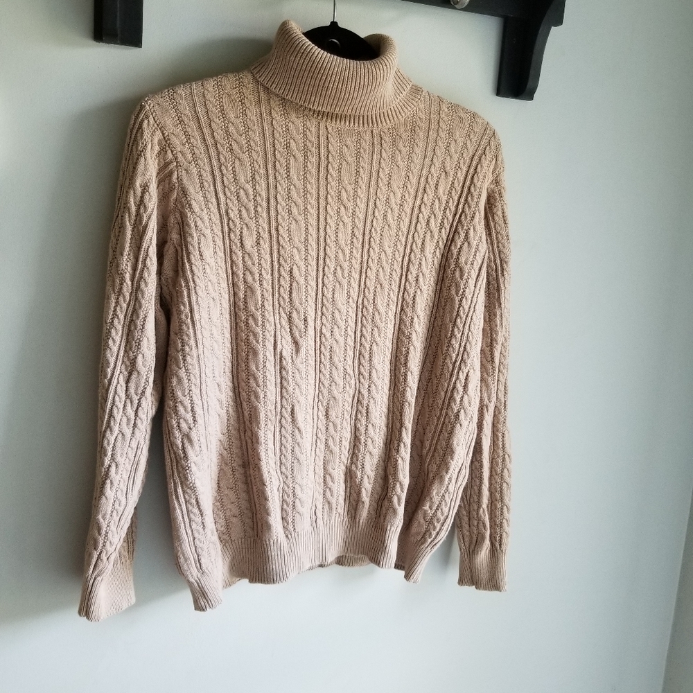 👚 100% COTTON TAN TURTLE NECK SWEATER